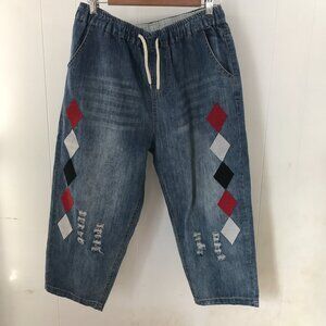 Max Lulu cropped ballon denim distressed pull-on jeans size XL